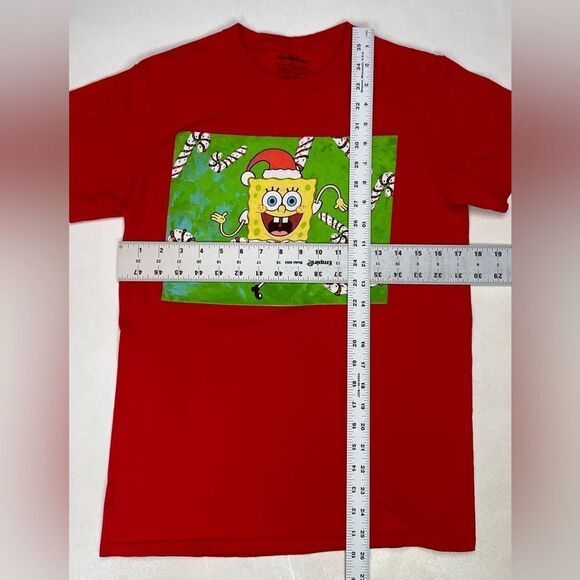Spongebob Squarepants Christmas Holiday Graphic T-shirt Women Small Red - Picture 5 of 5